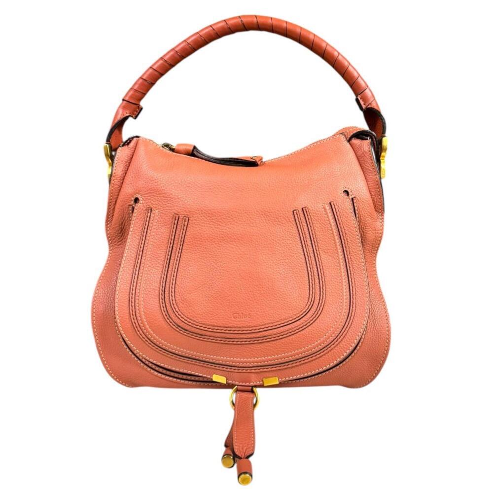 Chloé Chloe Marcie Shoulder Bag, Grain Calf Leather 01125665-4, Orange, Women...